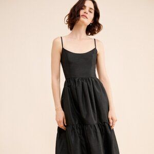 Hutch Sleeveless Solid Tiered Midi Dress Black